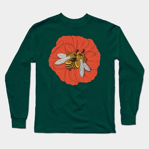 Bees Sleeping In Flower Long Sleeve T-Shirt by TheEmeraldOwl_byKaitlyn